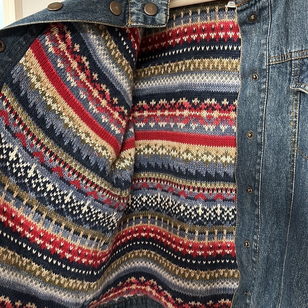 Vintage Tiara International Denim Jacket Lined with Sweater Material Size L, 90s - Picture 5 of 12